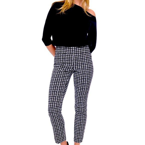 Up! Pants - Up! Houndstooth Print Pants with ankle vent faux Pearl and Fringe Details Sz 12